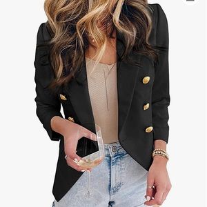 Lapel Button Dress Blazer